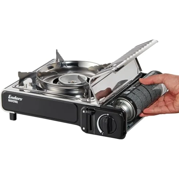 Enders® Campingkocher MAVERIQ®, stufenlos regulierbar, Piezozündung, Überhitzungsschutz, leistungsstarker Brenner 2,2 kW, inkl. Tragekoffer, silber – Bild 4