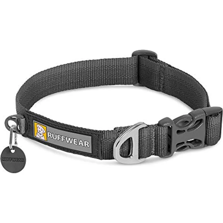 RUFFWEAR Front Range Hundehalsband, Robustes Tubelok-Gewebe, Aluminium-Leinenbefestigung & Schnalle, Helles, Stilvolles & Langlebiges Halsband für den Alltag, Twilight Gray (Größe S, 28-36cm)