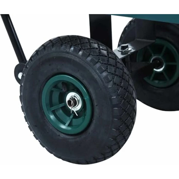 vidaXL Handwagen Gartenwagen Transportwagen mit 350 kg Tragkraft, grün, Stahlkonstruktion, große Schwerlastreifen – Bild 4
