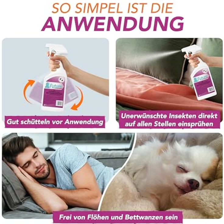 FUTUM Insektenspray Anti-Bettwanzen- und Flohmittel, 2 l, auf Wasserbasis, geruchsarm, biozidfreie Formel, für Innen- und Außenbereich – Bild 5