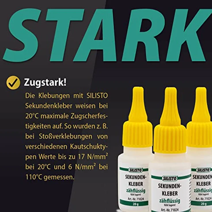 Silisto Sekundenkleber, Extrem starker Cyanacrylat Kleber 1x20 g Transparent - Zum Kleben von Plastik, Glas, Holz, Metall uvm. – Bild 5