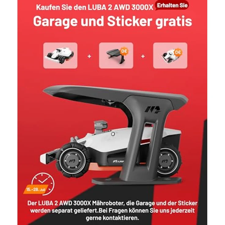 Mammotion LUBA 2 AWD 3000X Mähroboter, ohne Begrenzungskabel, 4G-Modul, Auto-Kartierung, für Flächen bis 3600m², 80% Steigung, Dual-Messerscheibe – Bild 2