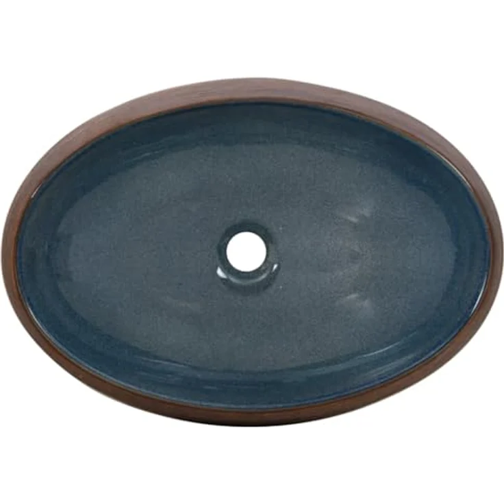 vidaXL Aufsatzwaschbecken Keramik Braun und Blau, Handgefertigt, Exquisites Muster, Robuste Oberfläche – Bild 6