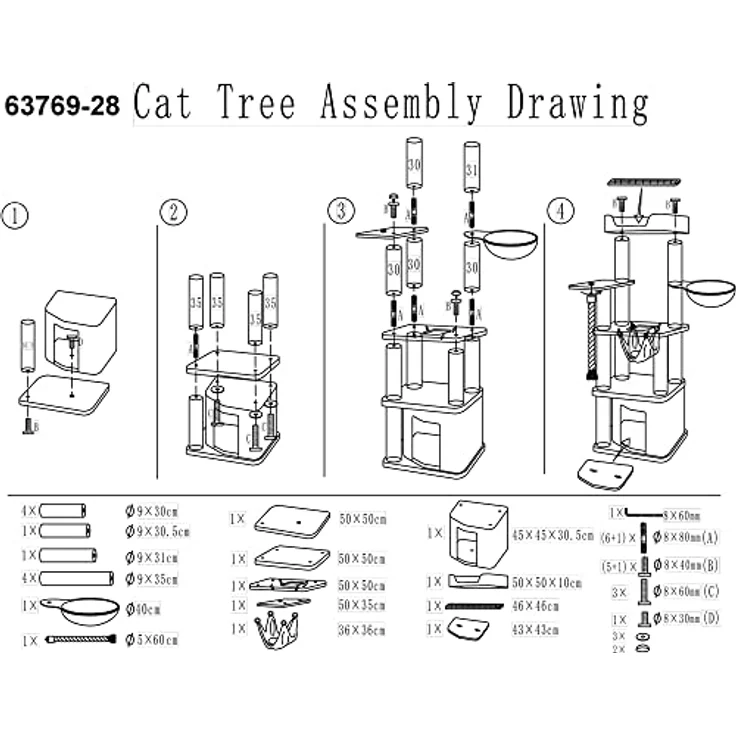 Nobby Kratzbaum Classic Zada dunkelgrau, 50 x 50 x 145 cm – Bild 2