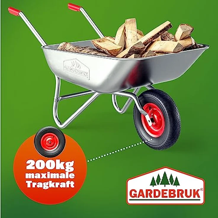 Schubkarren Rad Ersatzrad PU Gartenkarre 4.80/4.00-8 Ø 390mm 200 kg Schubkarrenreifen Achse Felge luftbereift – Bild 5