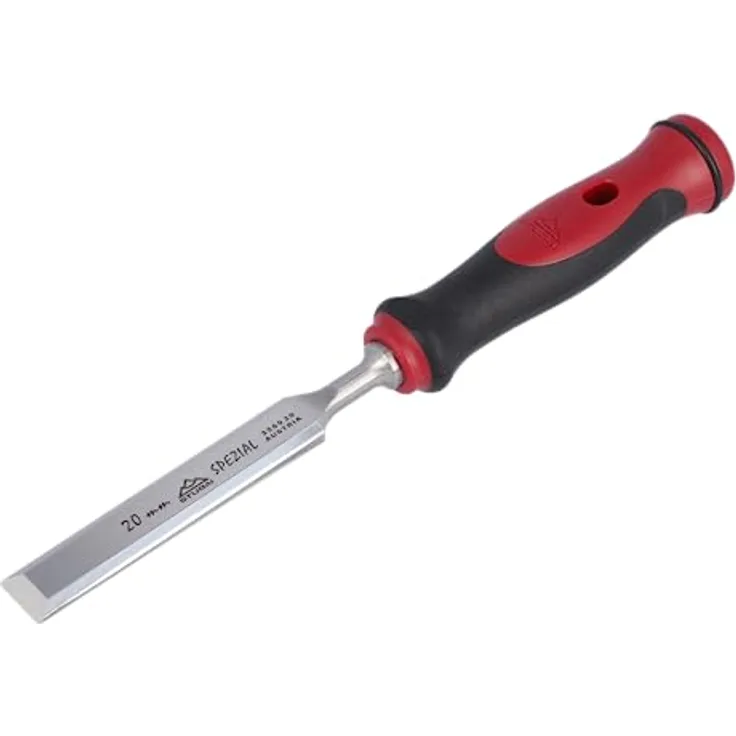 Stemmeisen mit rot-schwarzem 2K-Griff, 20mm, Stubai Profi Stechbeitel zur präzisen Holzbearbeitung, Stecheisen für Schreiner Tischler