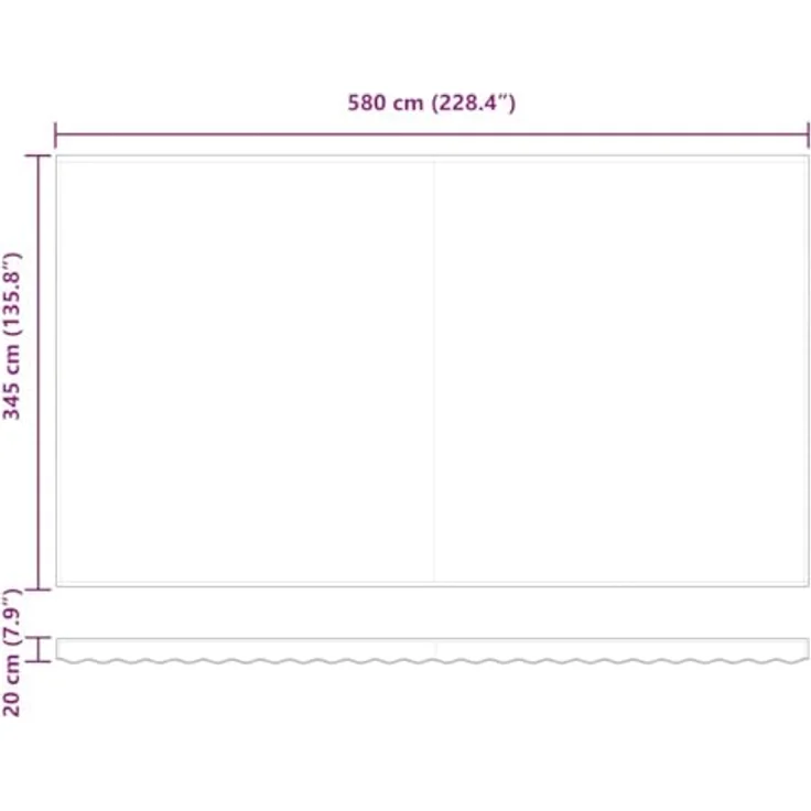 vidaXL Markisenersatzstoff Hellgrau, 580 x 345 cm, wetterfestes Polyester mit Blende – Bild 3