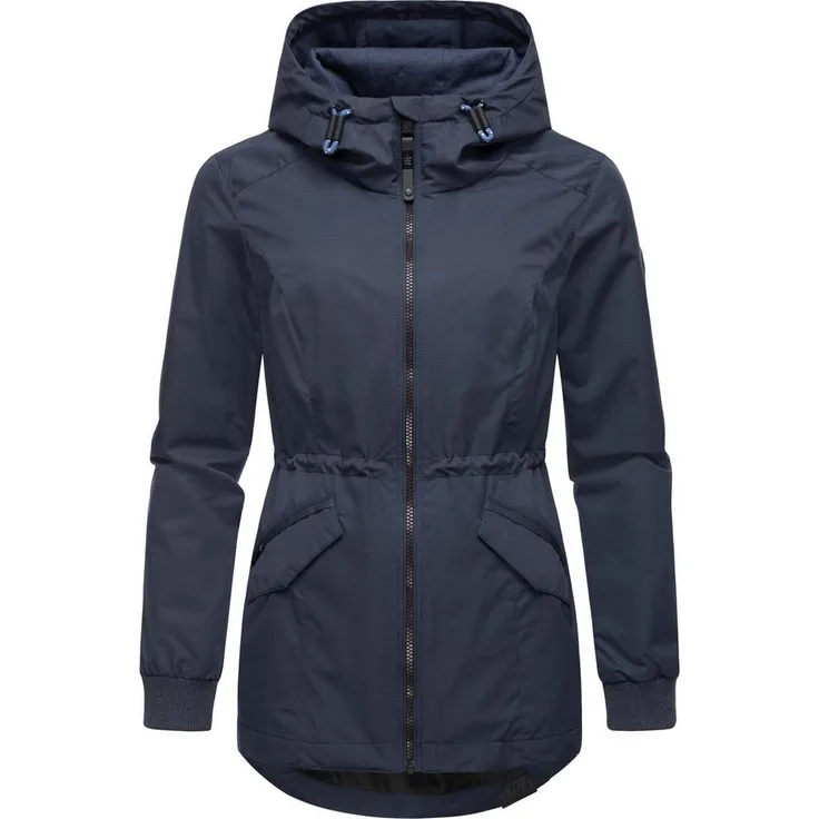 Ragwear Outdoorjacke Dowey Tech wasserdicht mit großer Kapuze, Damen Übergangsjacke, schwarz