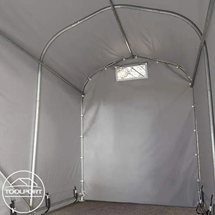TOOLPORT Garagenzelt Carport 1,6 x 2,4 m, graue Mini-Garage mit PVC 800 N Plane und stabiler Stahlrohrkonstruktion – Bild 4