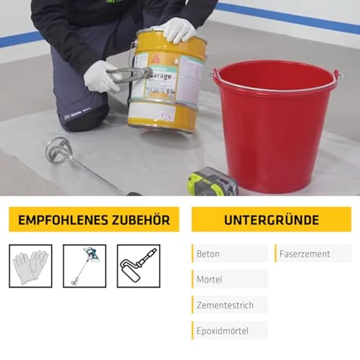 SIKA Sikafloor Garage, 2-komponentige Epoxidharz Bodenbeschichtung, abriebfest und geruchslos, Kieselgrau, 6kg – Bild 5