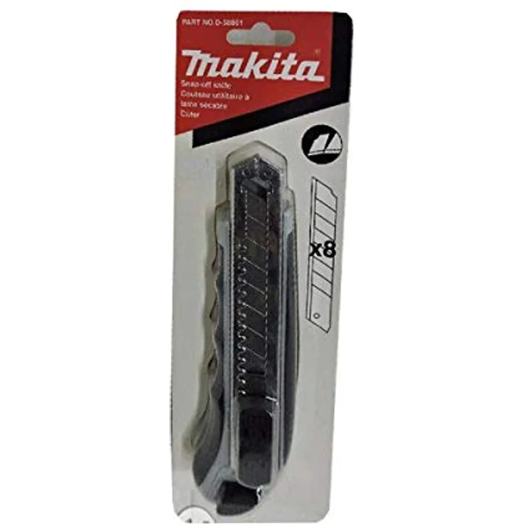 Makita Cuttermesser 18 mm, inklusive 8 Ersatzklingen, ergonomischer Gummigriff für maximalen Komfort – Bild 1