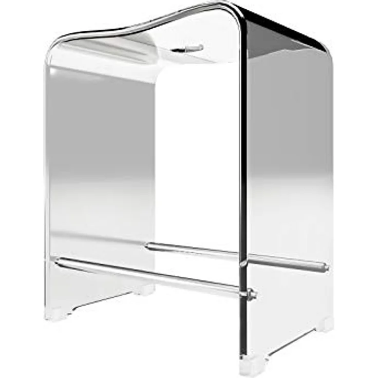 Schulte Duschsitz Acryl Transparent D182299, ergonomischer Duschhocker 469 x 393 x 275 mm, rutschfest und wasserresistent, Tragfähigkeit bis 130 kg – Bild 1