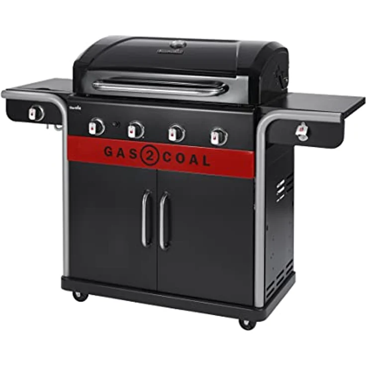 Char-Broil Gas2Coal 440 (2.0) Hybrid Grill - 4 - Brenner Gas & Kohlegrill mit Seitenbrenner, Schwarz – Bild 3
