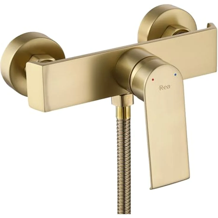 Rea HASS BRUSH GOLD Duscharmatur, Messing, Badezimmer-Mischbatterie, Einhebel, heiß und kalt, verstellbar (Gold) – Bild 2