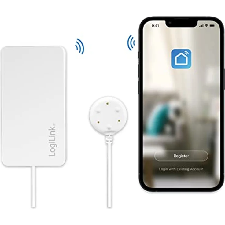 LogiLink SH0114, Wi-Fi Smart Home Wasserlecksensor, App steuerbar, IP20, Tuya kompatibel, unterstützt Amazon Alexa und Google Home, Weiß – Bild 3