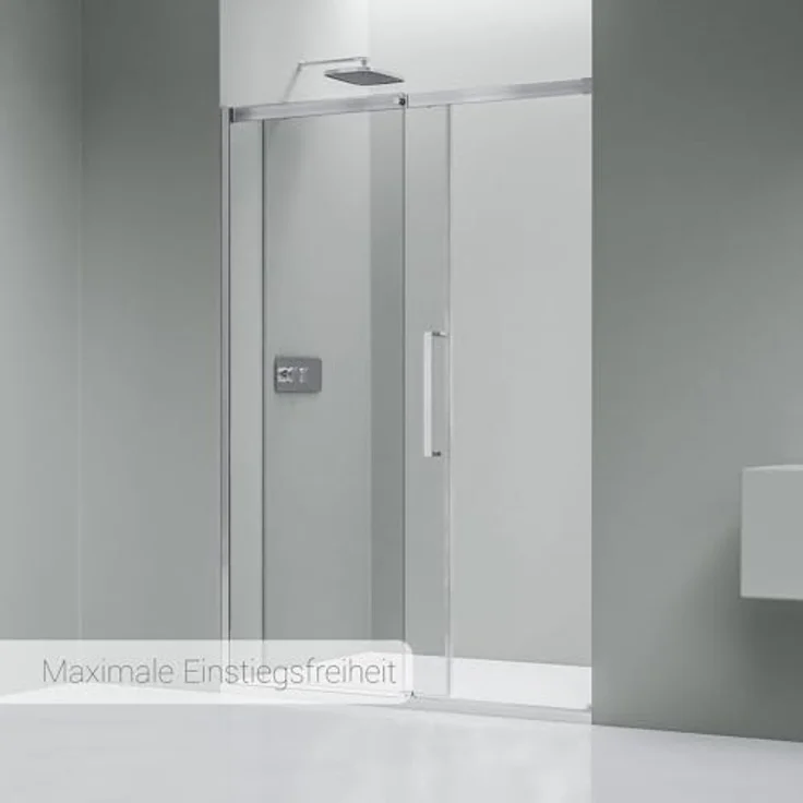 NEXTREND Nischendusche DX906 FLEX, Schiebetür mit Soft-Close-Technik, 8 mm Nano Echtglas, Breite wählbar, Chrom, Höhe: 195 cm – Bild 4