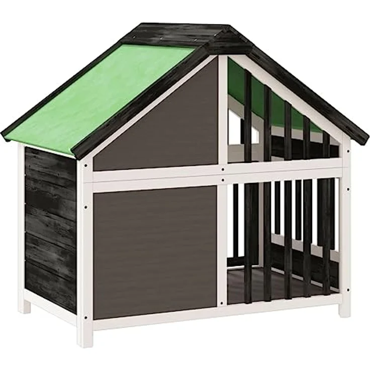 vidaXL Hundehütte Grau 96x60,5x87 cm Massivholz Kiefer – Bild 5