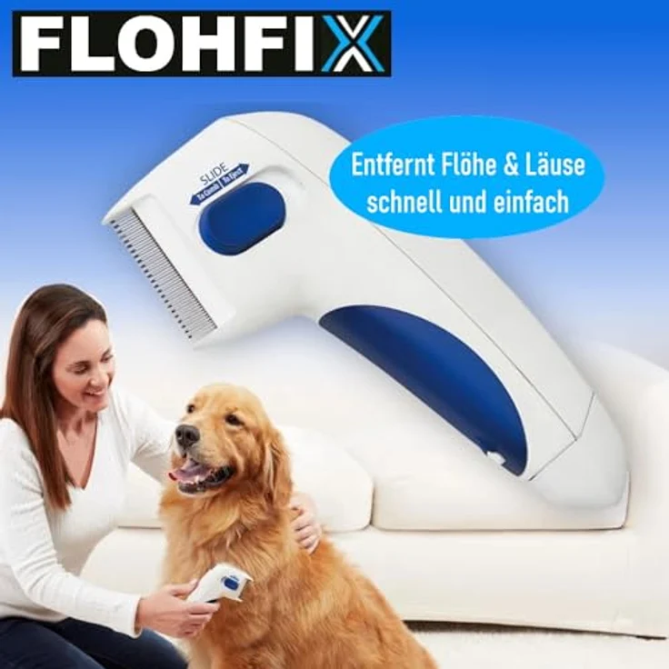 MAVURA Flohkamm FLOHFIX elektrischer Läusekamm Nissenkamm Flohkamm Hunde, Katzen Kinder Läusekamm, Weiß – Bild 2