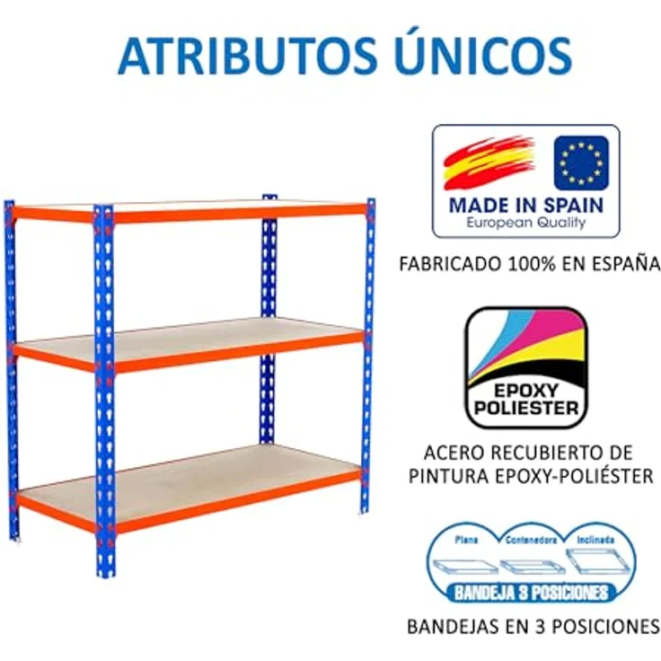 Simonrack Maderclick SuperPlus Metallregal, belastbar bis 200 kg pro Boden, 3 Böden, blau, Stecksystem – Bild 6