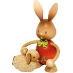 Kuhnert Drechslerei Osterdekoration „Stupsi Hase mit Lamm“, 11 cm Holzkunst aus dem Erzgebirge für bezaubernde Osterfeiern