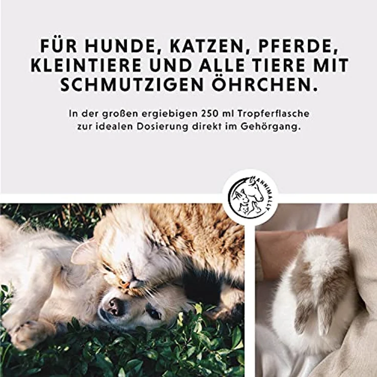 Annimally Ohrenreiniger für Hunde und Katzen 250ml Ohrreiniger mit Kamille, Ringelblume und Propolis I Mittel zum Ohr Reinigen für Hund, Katze, Pferd und Kleintier Ohren I Schonende Ohrenreinigung – Bild 3