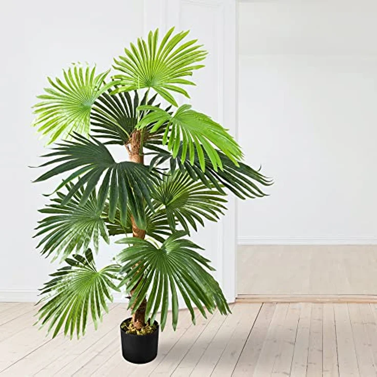 Kunstpalme Kunstpflanze Palme Palmfarn Farnpalme Plastik Künstliche Pflanze 120cm, Decovego – Bild 4