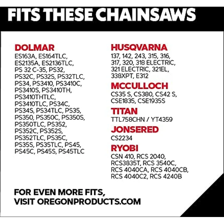 Oregon Standard Sägekette passend für 35 cm Husqvarna, McCulloch, Ryobi, Bosch Motorsägen, 52 Treibglieder – Bild 4