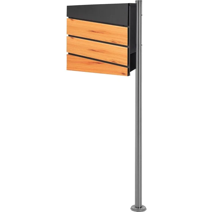 ML-DESIGN Standbriefkasten mit Zeitungsfach, Silber 120cm, langlebig und wetterfest