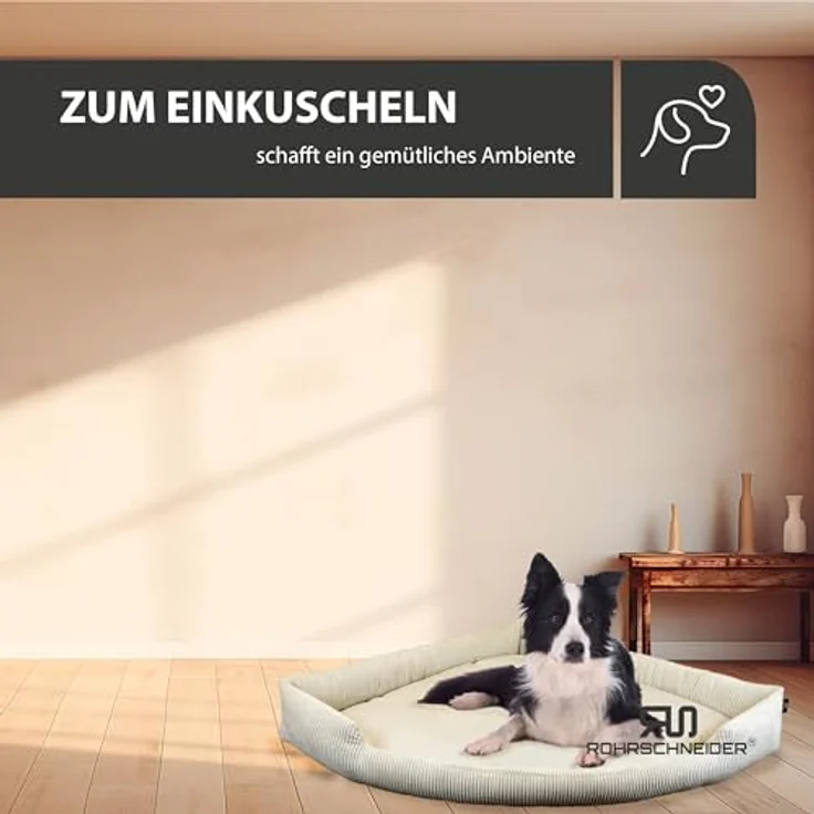 Rohrschneider Tierbett XXL Eck-Hundebett für große Hunde aus Cordstoff, Hundekissen – Bild 5