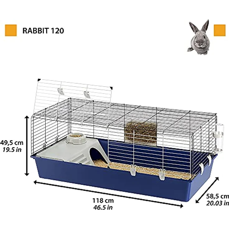 Ferplast Kaninchenkäfig käfig für Hasen, Nagerkäfig, Meerschweinchen- Kaninchenstall mit Zubehör, 118 x 59 x h 50 cm. – Bild 2