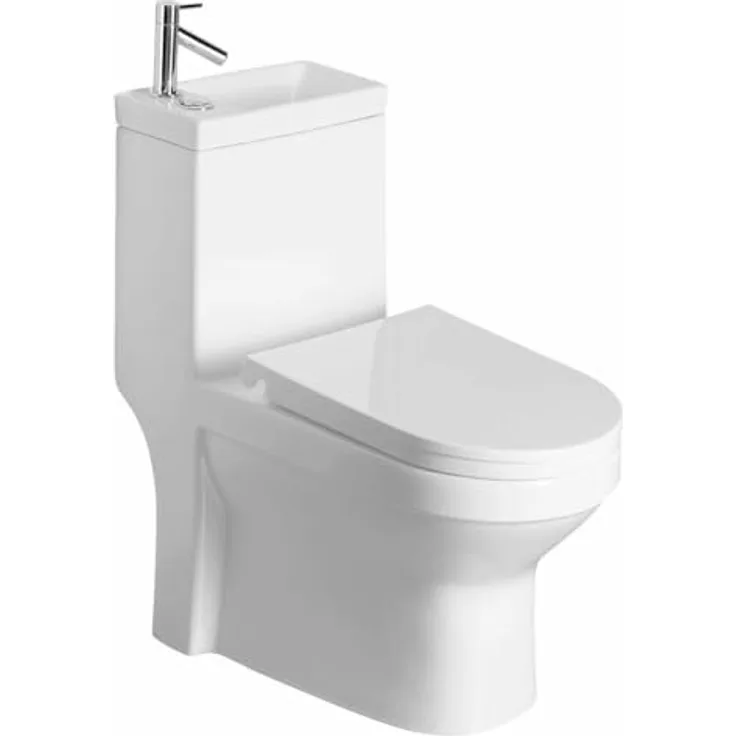 HAK HYGIE Kombi-WC mit Waschbecken, Abgang senkrecht/waagerecht, Weiß, Komplett-Set ohne Armatur