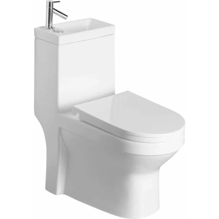 HAK HYGIE Kombi-WC mit Waschbecken, Abgang senkrecht/waagerecht, Weiß, Komplett-Set ohne Armatur – Bild 1