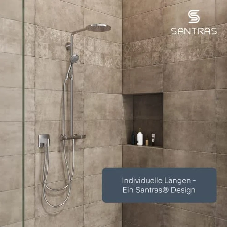 SANTRAS® Metall Duschschlauch DELUXE 0,50 m lang mit Wassersparer in Chrom– Besonders hochwertiger und verdrehsicherer Brauseschlauch mit DURCHFLUSSBEGRENZER in Edelstahloptik – Bild 2