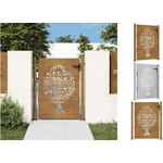 vidaXL Gartentor 105x130 cm Cortenstahl Baum-Design Abschließbar Zauntor in Rostig