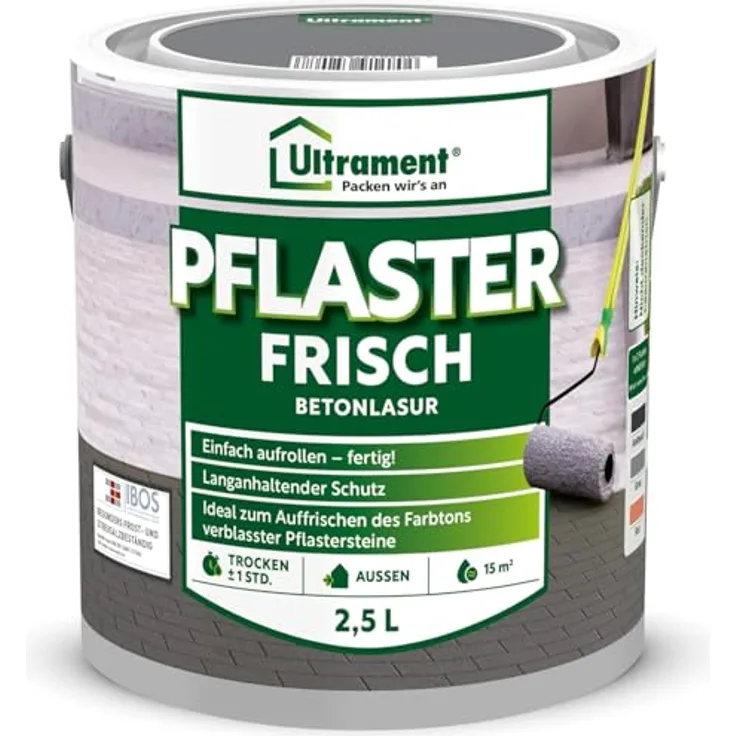 Ultrament Pflaster Frisch 5 L Grau, Betonlasur für Pflastersteine & Gehwegplatten, UV- und witterungsbeständig, Farbtonauffrischer