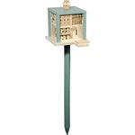 LUXUS-INSEKTENHOTEL Insektenhotel "Kubus" mit Ständer, Eule auf dem Dach, inkl. Insekten-Cocktail-Rezepten