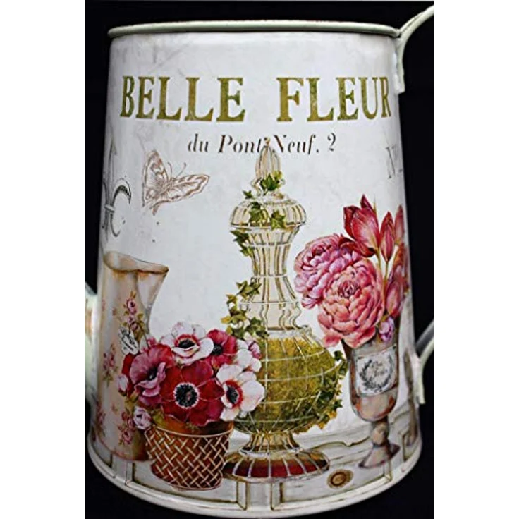 Ambiente Haus Fleur-Gießkanne, dekorative Metall-Gießkanne in antikem Creme mit Goldpinseleffekt, 1,3 L – Bild 3