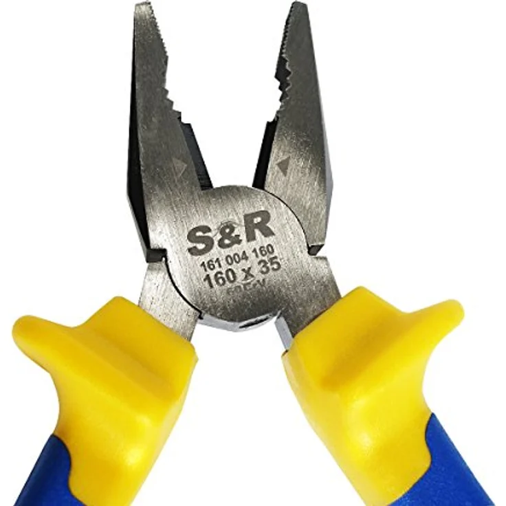 S&R Kombizange 160 mm, Cr-V mit 2-Komponentengriffen, gummiert, induktiv gehärtet – Bild 4