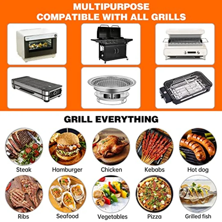 SPGOOD BBQ Grillmatte, Antihaft Grillplatte, PFOA-frei, 4er Set, 50x40 cm, für Gasgrill und Holzkohlegrill, hitzebeständig bis 260 °C – Bild 5