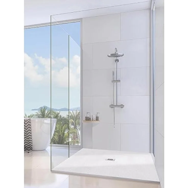 FRASCIO NEW TECNOLOGY Duschwanne Vulcano Line, 85 x 100 cm, rutschfeste Oberfläche, weiß mit Abfluss – Bild 3