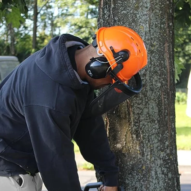 Forsthelm Forstschutzhelm mit Visier und Gehörschutz Schutzhelm Größe verstellbar 50-66 cm Sicherheitshelm – Bild 4