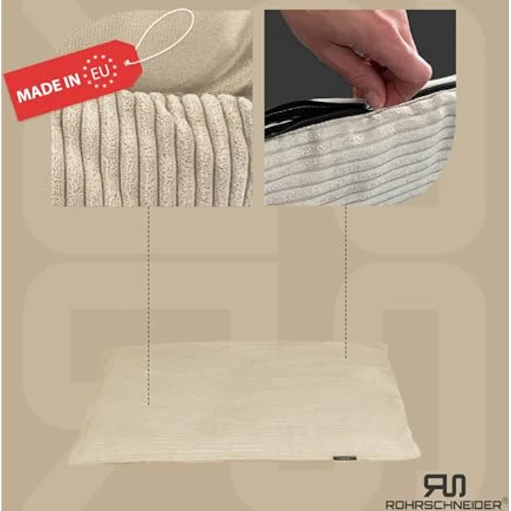Rohrschneider Weiches Hundebett aus Cord, waschbarer Bezug, XXL Liegefläche, Wendekissen, Made in Germany – Bild 2