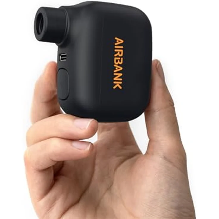 AIRBANK Mini-Fahrradpumpe Pocket SE, 100 PSI elektrische Fahrradluftpumpe für Rennräder, tragbare Fahrradpumpe, wiederaufladbar, Schwarz – Bild 1