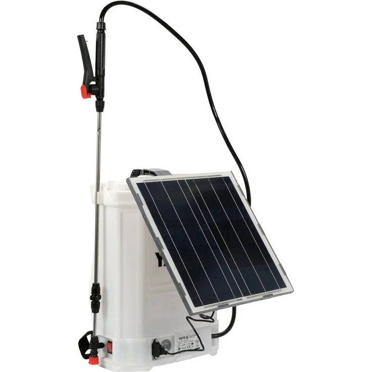 Yato Drucksprühgerät 12L, wiederaufladbare Rückenspritze mit Solar-Modul für landwirtschaftliche Anwendungen