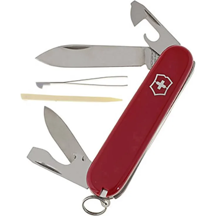 Victorinox Recruit 0.2503, Schweizer Taschenmesser mit 10 Funktionen, rot