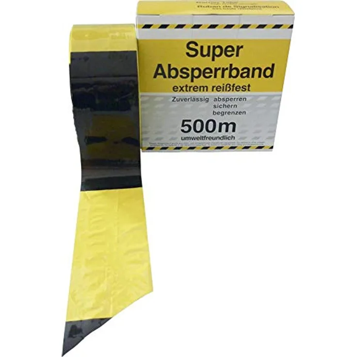 FORMAT Warn- und Absperrband 46220SZ, extrem reißfest, gelb/schwarz gestreift, 80mm x 500m, reflektierend