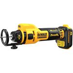 Dewalt 18V Akku-Trockenbaufräse DCE555N (bürstenloser Motor, 26.000 U/min, mit LED-Arbeitslicht, Tiefenanschlag, für schnelle Ausschnitte in Gipskarton, inkl. Zubehör, Lieferung ohne Akku & Ladegerät)