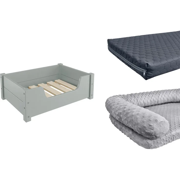 ERST-HOLZ Tierbett Gemütliches Tierbett für Katzen und Hunde 60x40 Kiefer grau, alle Größen