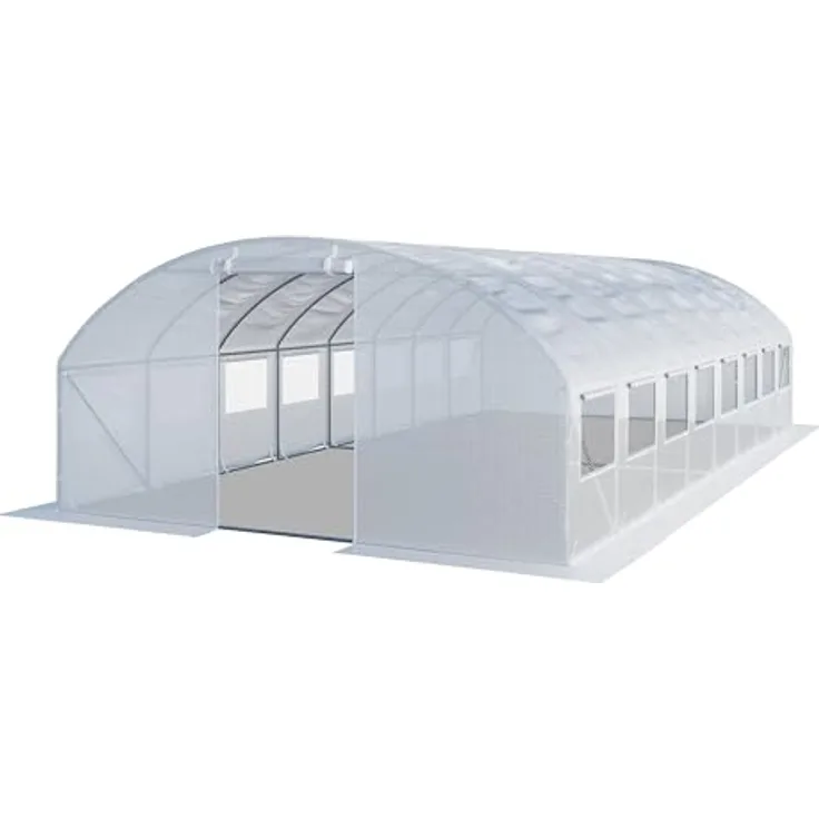 TOOLPORT Foliengewächshaus Gewächshaus 4x8m stabil & langlebig mit Fenster - reißfeste PE Plane 180g/m² weiß transparent