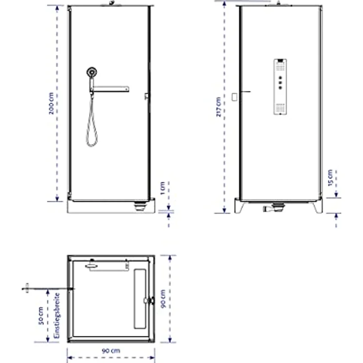 Marwell Komplettdusche White Square, 90x90 cm, Einscheibensicherheitsglas, inkl. Armaturen und Massagedüsen – Bild 8